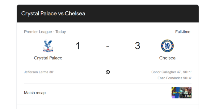 Crystal Palace vs Chelsea Premier