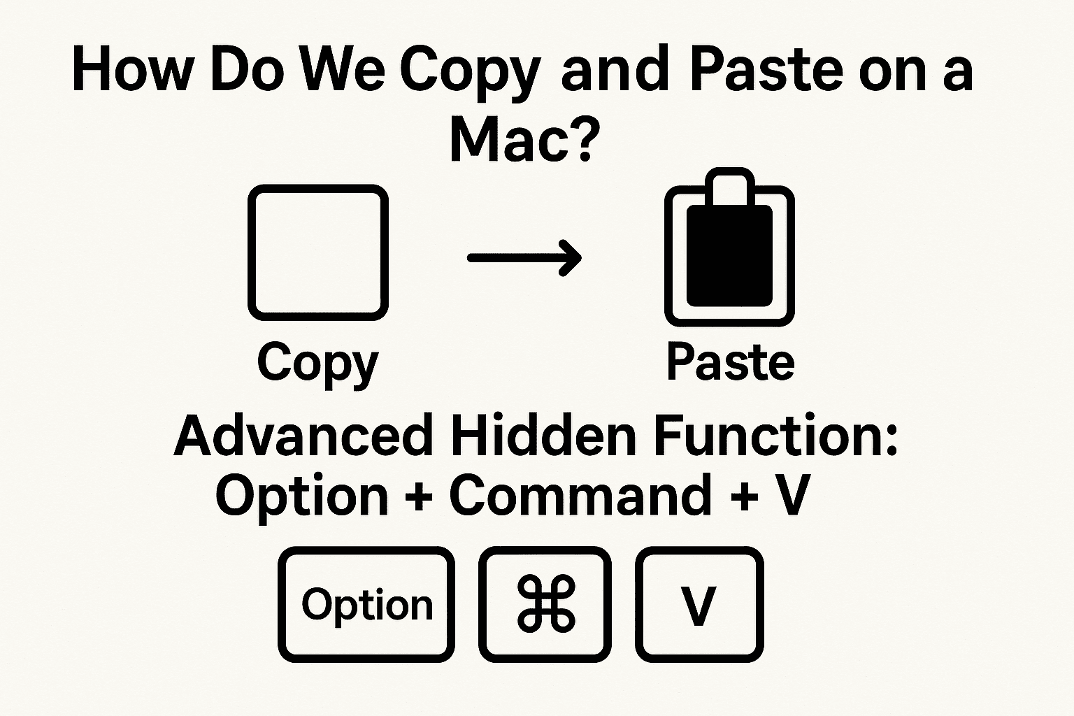 How Do We Copy and Paste on a Mac? Advanced Hidden Function: Option + Command + V for cut-and-move How Do We Copy and Paste on a Mac? Advanced Hidden Function: Option + Command + V for cut-and-move